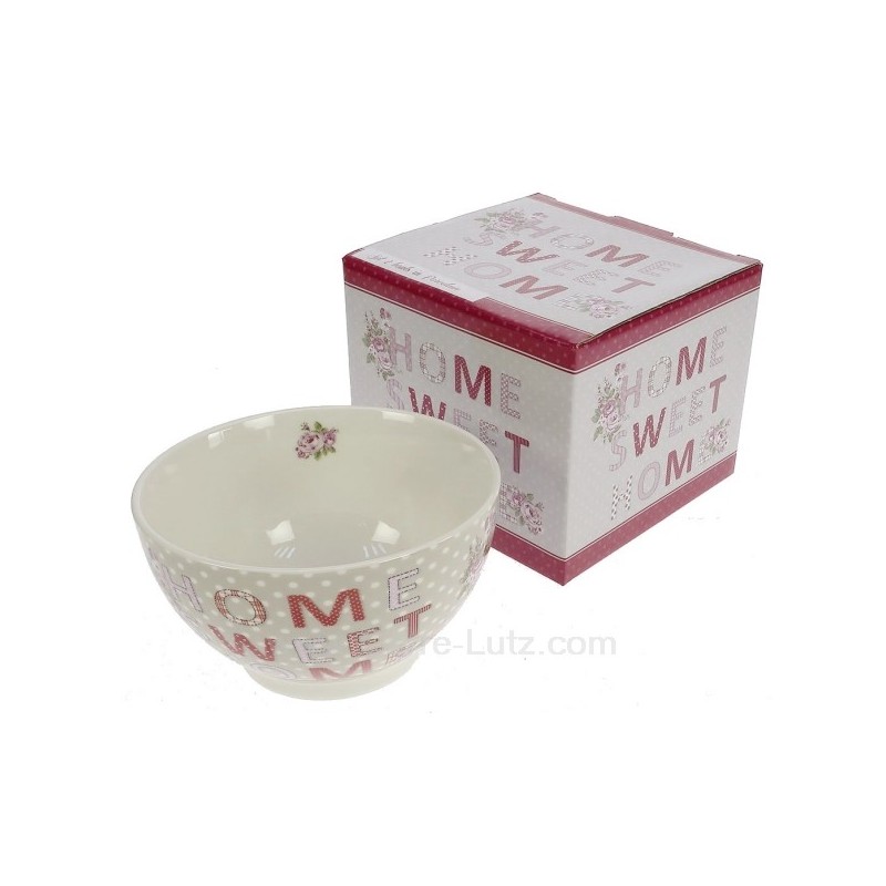 coffret cadeau de 2 bols en fine porcelaine décorée patchwork Home Sweet Home