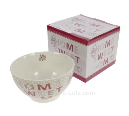 coffret cadeau de 2 bols en fine porcelaine décorée patchwork Home Sweet Home