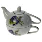 Théière égoiste décor violettes Porcelaine lhonneur