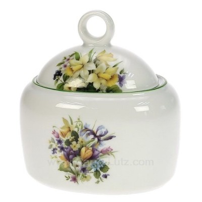 CL10030391  Sucrier décor narcisse filet vert Porcelaine lhonneur 16,90 €