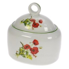 CL10030392  Sucrier décor coquelicot filet vert Porcelaine lhonneur 16,90 €