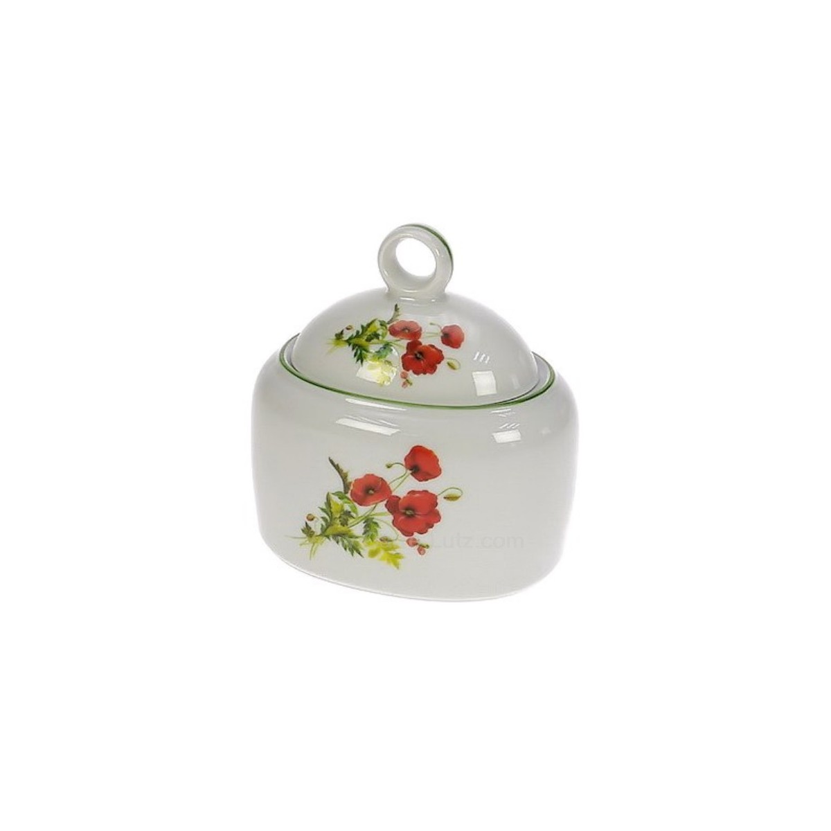 CL10030392  Sucrier décor coquelicot filet vert Porcelaine lhonneur 16,90 €
