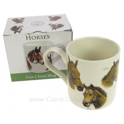 CL10030408  Mug décor têtes de chevaux en porcelaine fine bone china 7,60 €