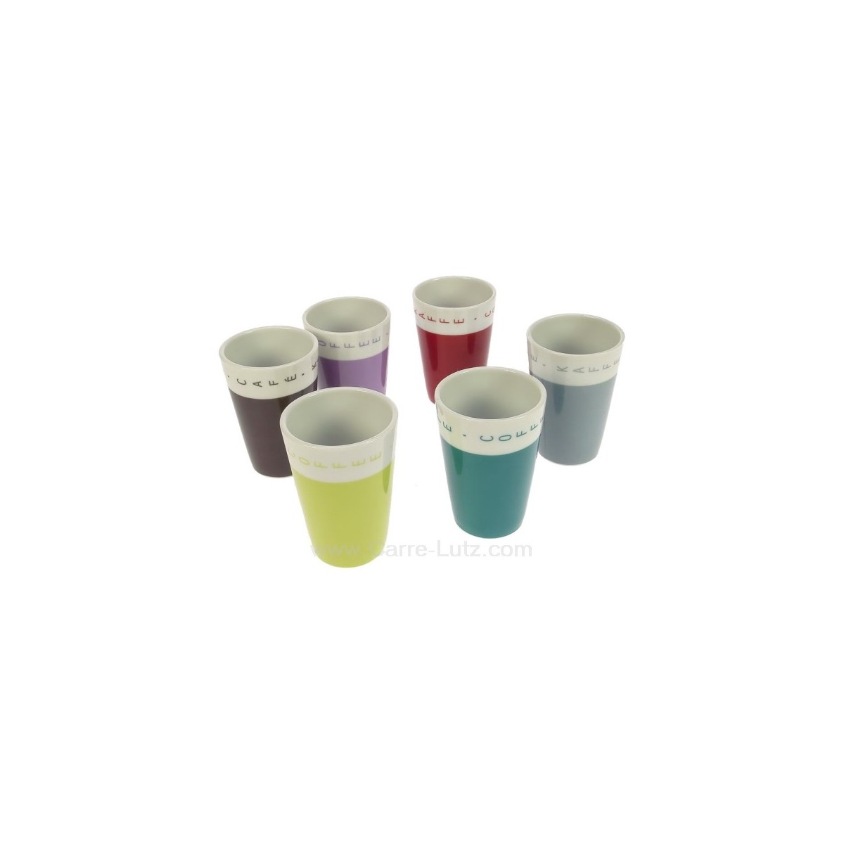 CL10030412  Coffret 6 verres à café Diabolo en porcelaine décorée 6 couleurs différentes 16,70 €