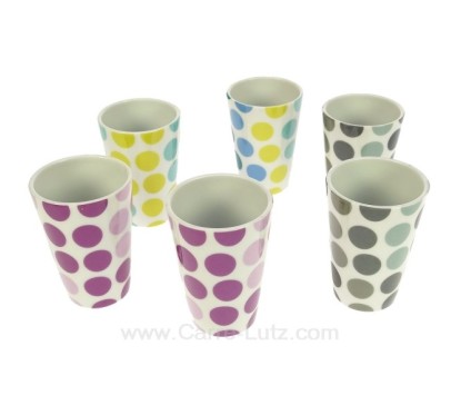 CL10030413  Coffret 6 verres à café Pois en porcelaine décorée 3 couleurs différentes 16,70 €