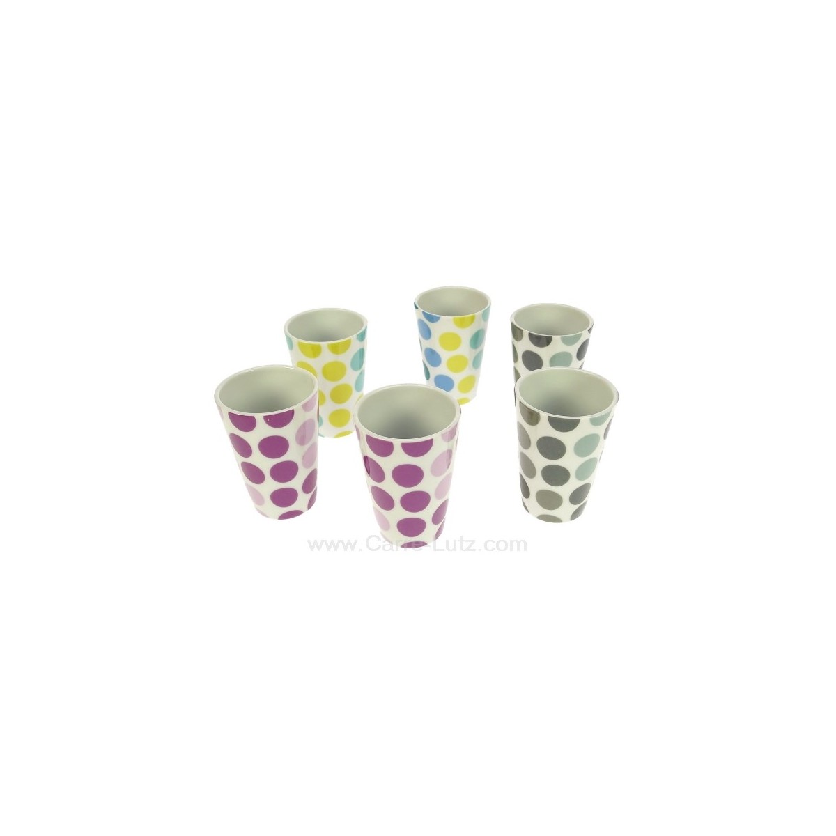 CL10030413  Coffret 6 verres à café Pois en porcelaine décorée 3 couleurs différentes 16,70 €