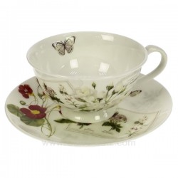 Coffret 1 tasse thé en porcelaine décorée de haute qualité bone china décor Naturalisme, reference CL10030418