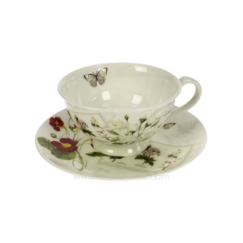 Coffret 1 tasse thé en porcelaine décorée de haute qualité bone china décor Naturalisme