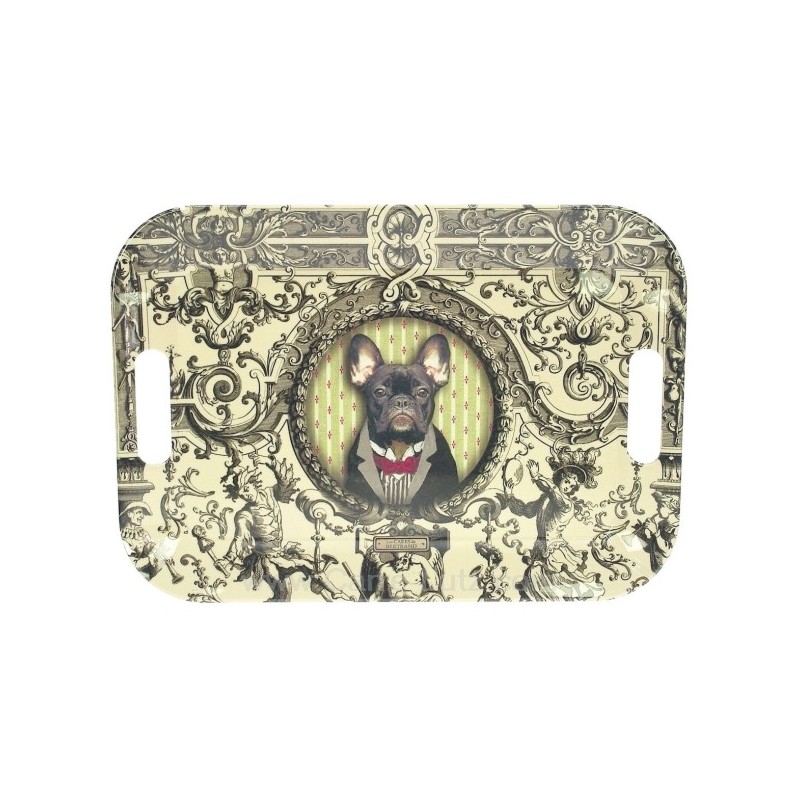 CL11020140  Plateau rectangulaire en mélamine dimensions 40x28 cm décor Nestor chien en costume 21,10 €