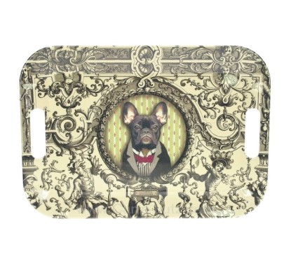 CL11020140  Plateau rectangulaire en mélamine dimensions 40x28 cm décor Nestor chien en costume 21,10 €