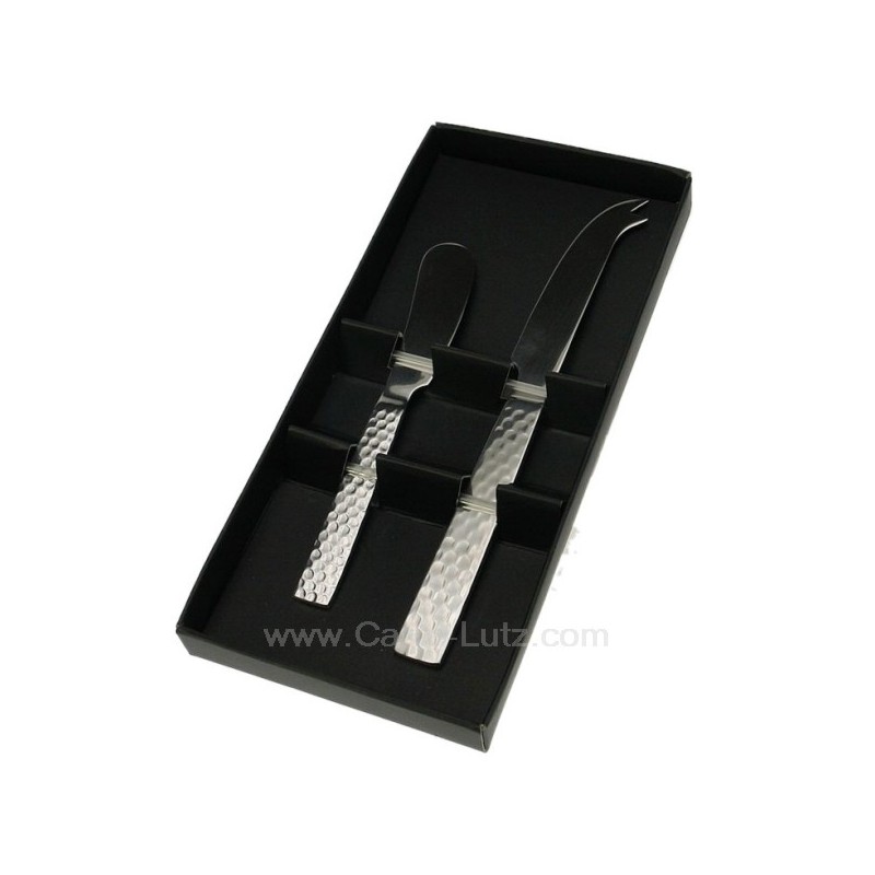 Coffret tartineur et couteau fromage inox martelé