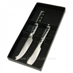 Coffret tartineur et couteau fromage inox rayure, reference CL14000061