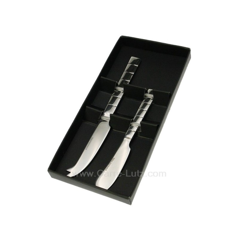 Coffret tartineur et couteau fromage inox rayure