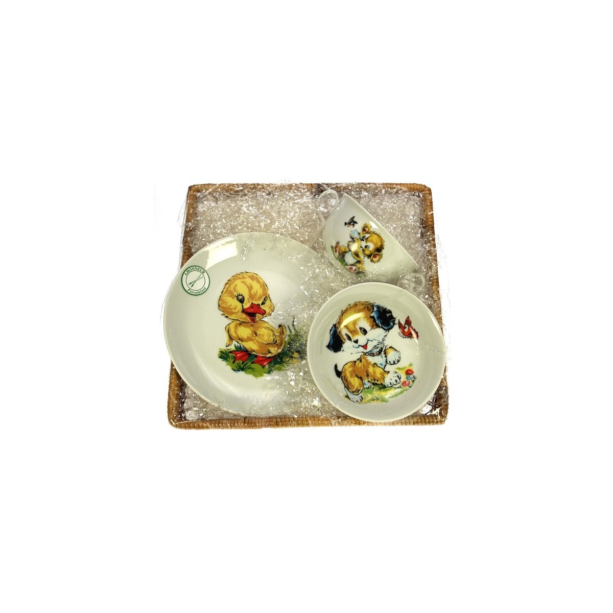 CL14600034  Ensemble 3 pièces en porcelaine décorée animaux lapin chat ours 35,90 €