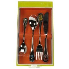 CL14600044  Coffret 4 pièces Binta en inox 18/10 décor laqué couleur animaux d'afrique Amefa 40,50 €