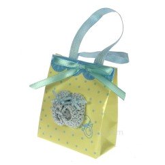 CL14600048  Boite à musique Petit sac décoré de petit chausson en tricot bleu 5,90 €