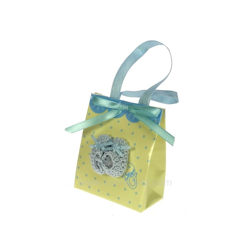 CL14600048  Boite à musique Petit sac décoré de petit chausson en tricot bleu 5,90 €