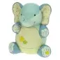 Tirelire en résine immitation tissu décor éléphant bleu