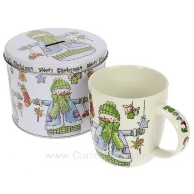 CL14600106  Coffret 1 mug bonhomme de neige en porcelaine avec boite tirelire 11,00 €