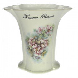 Vase retraite décor fleurs de rosier sauvage porcelaine lhonneur