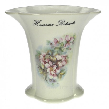 Vase retraite décor fleurs de rosier sauvage porcelaine lhonneur, reference CL14601002