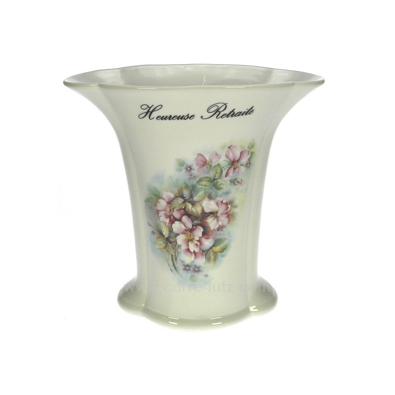 Vase retraite décor fleurs de rosier sauvage porcelaine lhonneur