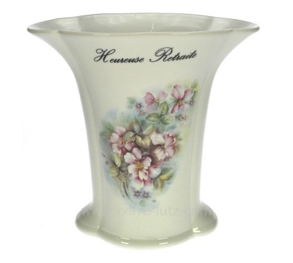 Vase retraite décor fleurs de rosier sauvage porcelaine lhonneur