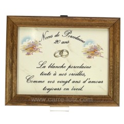 CL14601008  Cadre Noces de Porcelaine 20 ans en faience décor panier fleuri porcelaine lhoneur 25,00 €