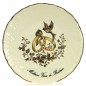 Assiette Meilleurs voeux bonheur décor colombes en porcelaine festonnée filet platine