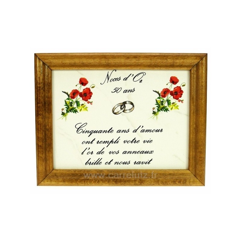 CL14601030  Cadre Noces d' or 50 ans en faience décor coquelicot porcelaine lhoneur 34,60 €