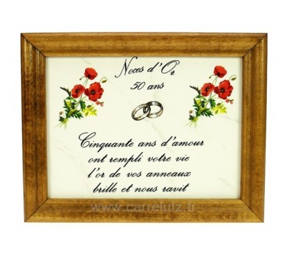 CL14601030  Cadre Noces d' or 50 ans en faience décor coquelicot porcelaine lhoneur 34,60 €