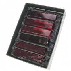 6 portes couteaux par 6 en verre transparent teinté rouge dans la masse , reference CL15000022