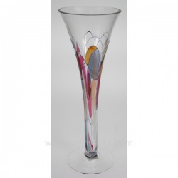 Vase tulipe losange rose et bleu cristal de paris model Galeria , reference CL18000011
