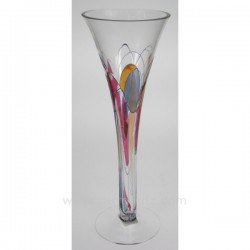 Vase tulipe losange rose et bleu cristal de paris model Galeria 