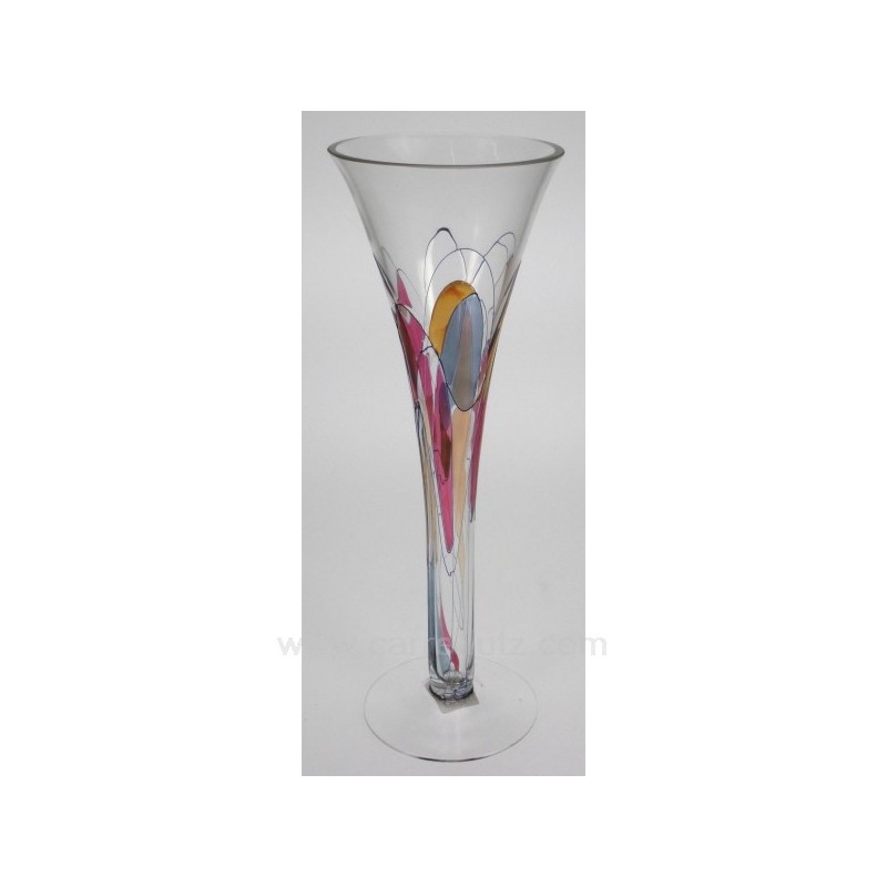 Vase tulipe losange rose et bleu cristal de paris model Galeria 