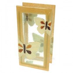 Vase en verre forme rectangulaire décor papillon 