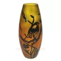 Vase décor paysage irisé orange décor noir