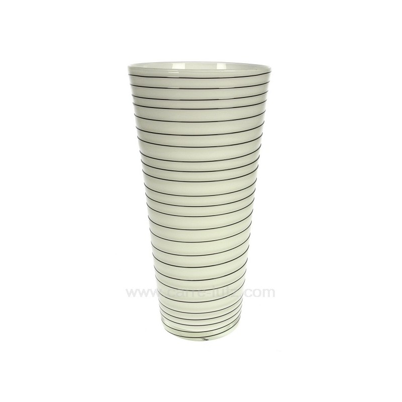 Vase blanc filet noir hauteur 25,5 cm