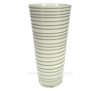 Vase blanc filet noir hauteur 25,5 cm