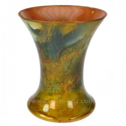 Vase petit laqué  orange et vert evase Zan hauteur 30 cm, reference CL18000058
