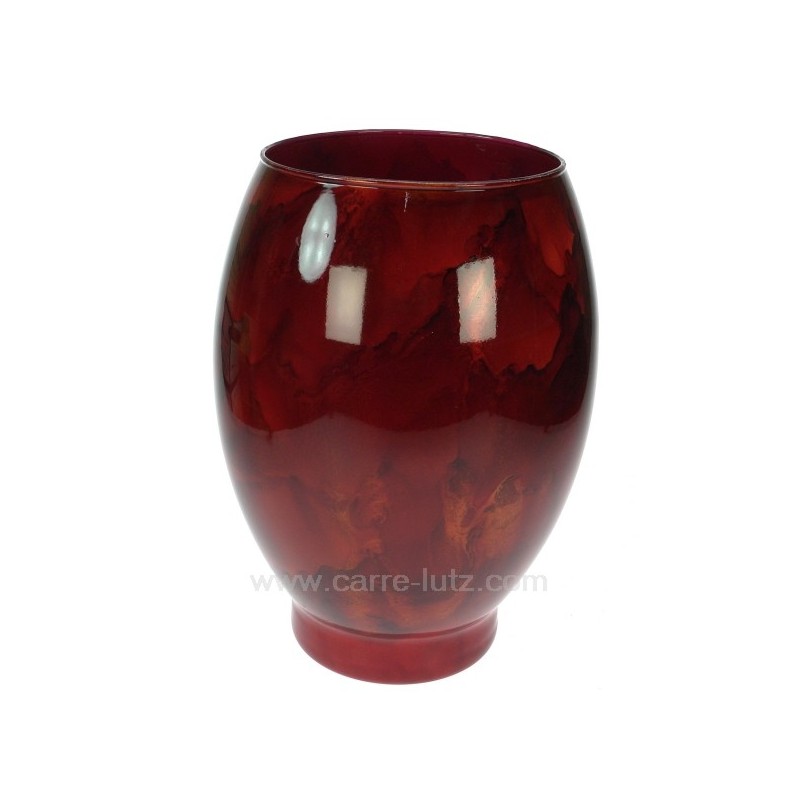 Vase petit laqué  rouge boule Pekin hauteur 32,5 cm