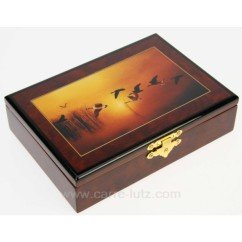 CL20000006  Coffret en bois laqué oiseaux contenant 2 jeux de cartes 28,80 €