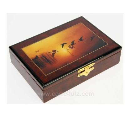 CL20000006  Coffret en bois laqué oiseaux contenant 2 jeux de cartes 28,80 €