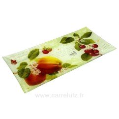 CL21010036  Plat à cake en verre décor fruits 35 x 16 cm 12,50 €
