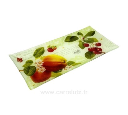 CL21010036  Plat à cake en verre décor fruits 35 x 16 cm 12,50 €