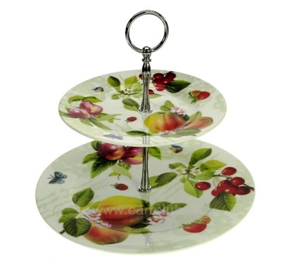 CL21010037  Serviteur 2 étages en porcelaine décor fruits 33,30 €
