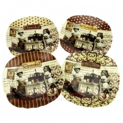 Coffret 4 assiettes gateaux en porcelaine décor maitre chocolatier Arts de la table CL21010038, reference CL21010038