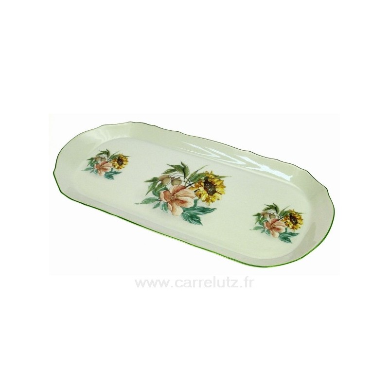 CL21010047  Plat à cake 37 x 17,2 cm décor Tournesol porcelaine L honneur 34,10 €