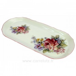 Plat à cake 37 x 17,2 cm décor Roses porcelaine L honneur﻿, reference CL21010048