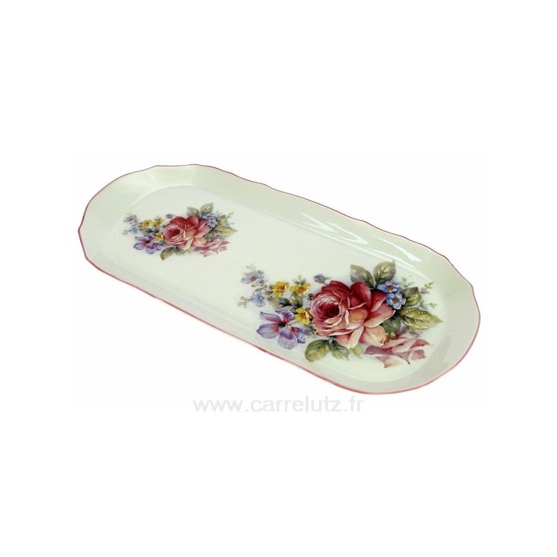 CL21010048  Plat à cake 37 x 17,2 cm décor Roses porcelaine L honneur 34,10 €